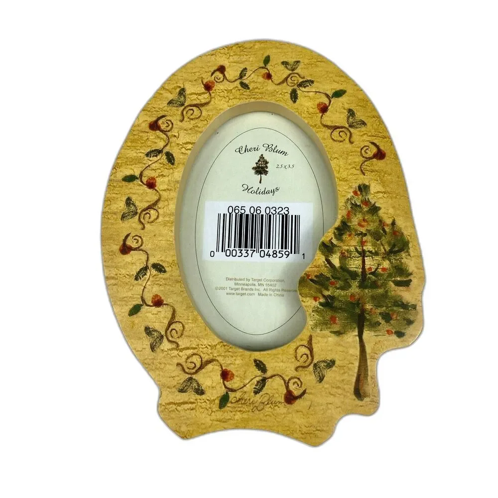 VTG Cheri Blum Holiday Wood 2.5 x 3.5 Picture Frame Christmas Seasonal Decor 5